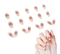 Maodom Press On Nails - Elegant Pre-Shaped Natural Adhesive Tip - 24 Piece Fake Artificial False Nails - for Women Girls Home Salon Manicure Party Dating Gathering Wedding
