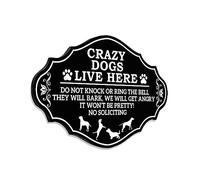 Maoerzai Front Door Do Not Knock or Ring Bell Sign, Crazy Dogs Live Here Do Not Knock Sign, Funny Dog Sign, No Soliciting Sign For House, Thick Acrylic Self-Adhesive Modern Design Door Yard Warning