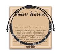 MAOFAED Badass Warrior Morse Code Bracelet for Women Men, Cancer Warrior Gift, Recovery Gift, Encouragement Gifts(badassWarrior)