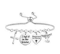 MAOFAED Baptism Gift, Religious Bracelet, I Left It In The Water Baptized In Christ Bracelet for Women, Christian Gift(left it water)