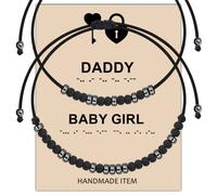 MAOFAED Couple Morse Code Bracelet, 7" Obsidian Black Unisex Adult Wristband
