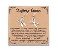 MAOFAED Crafting Gift for Women, Scissor Dangle Earring for Crafters, Sewing Gift, Crochet Gifts (CraftingQueenEarring)