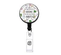 MAOFAED Dietitian Badge Reel, Nutritionist Gift, RD ID Holder, Registered Dietitian Humor, I'm Silently Judging Your Eating Habits