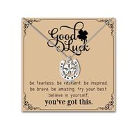 MAOFAED Horseshoe and Four Leaf Clover Necklace, Good Luck Gift, Horse Lover Gift, Inspirational Quote(good luck)