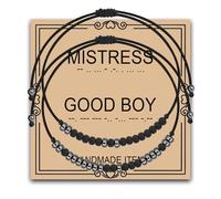 MAOFAED Humor Matching Couples Gift, Mistress GoodBoy Morse Code Bracelet for Couple, Femdom Gift, Valentine Gifts(mistressGoodBoy)