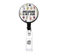 MAOFAED Inclusion is My Jam Special Education Teacher Badge Reel, Autism Teacher ID Holder, para Gift, Autism Awareness Gift