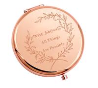 MAOFAED Jehovah Witness Gift with Jehovah All Things are Possible Compact Mirror JW Gift Christian Gift with Jehovah Mirror RG