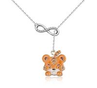 MAOFAED Kawaii Cartoon Tiger Lariat Necklace for Women, Tiger Lover Gift, Tigers Jewelry, Wildlife Lover Gift(tigerNe)