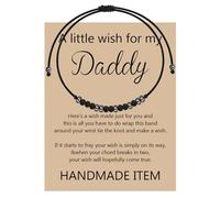 MAOFAED Little Wish For Daddy Morse Code Bracelet Father’s Day Gift For Dad Morse Code Jewelry New Dad Gift, S, obsidian, obsidian