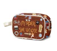 MAOFAED Murder Mystery Theme Organizer Bag, Murder Tv Show Inspired Gift, Clear Toiletry Bag for Halloween Party(she wroteTM)