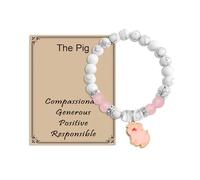 MAOFAED Pig Charm Healing Beaded Bracelet for Men Women, Inspiration Gift, The Pig Compassionate Generous, Animal Bracelet (the pigBead)