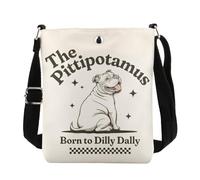 MAOFAED Pitbull Dog Gift, The Pittipotamus Crossbody Bag for Pitbull Mom, Cute Pittie Gift, Pittie Lovers Gifts (dilly dally)