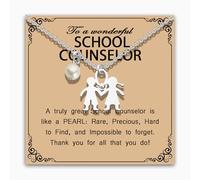 MAOFAED School Counselor Gifts, School Psychologist Gift, Dainty Pearl Necklace for Guidance Counselor(wonderfulCounselor)