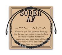 MAOFAED Sober Morse Code Bracelet for Women Men, Sobriety Gift, Inspirational Gift, Secret Message, Recovery Gifts(whenever sober)