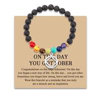 MAOFAED Sobriety Gift, AA/NA Charm Bead Bracelet for Men/Women, On This Day You Got Sober, 1.5, Stainless Steel, stainless steel