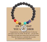 MAOFAED Sobriety Gift, AA/NA Charm Bead Bracelet for Men/Women, On This Day You Got Sober, 1.5, Stainless Steel, stainless steel