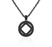 MAOFAED Sobriety Gift Recovery NA Narcotics Anonymous Birthday Gift NA Necklace New Beginnings Gift (NA ne Black)