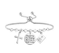 MAOFAED Sunday School Teacher Gift, Thank You for Helping Me Grow In God's Love Bracelet, Christian Gift (grow in god)