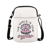 MAOFAED The World Is Your Oyster Crossbody Bag, Inspirational Quote, New Start Gift, Ocean Aesthetic Gifts(your oysterUK)
