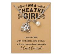 MAOFAED Theatre Musical Gift Comedy And Tragedy Mask Musical Necklace For Her, Stainless Steel