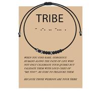 MAOFAED Tribe Morse Code Bracelet For Friends Friendship Matching Gift Morse Code Jewelry Find Your Tribe, S, OBSIDIAN, obsidian