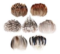 MAOFENG 210pcs 7 Styles Natural Bulk Feathers Assorted Mixed Feathers for DIY Crafts Dream Catcher Wedding Hair Hats Decoration,Guinea Fowl Feathers