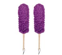 MAOFENG Microfiber Feather Duster 22in Bendable Washable Fibre Head Wooden Handle Grip For Furniture, Car And Louver, Microfiber Duster,Purple 2PCS