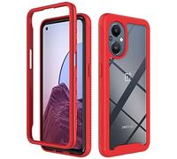 MAOGE Clear Case for OPPO Reno 8 Lite/OPPO Reno 7 Lite/Reno 7Z, Military Grade Full Body Rugged Armor Case Cover, Heavy Duty Dropproof Shockproof Case - Dark red