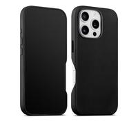 maogoam for iPhone 16 Pro Max Case Leather 6.9 inch, Compatible With MagSafe, Genuine Vintage Crazy Horse Leather, Metal Buttons & Camera Bump Frame, Indiana-Jones Style, Black