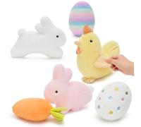 MaoGoLan 6 Pack Plush Pillow Easter Stuffed Animals Bulk with Rabbit Shaped Throw Pillows Easter Egg Plush Set for Kids Girls Gift Basket Stuffers Party Favors Decorations