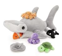 MaoGoLan 60cm Big Hammerhead Shark Plush Toy, Large Kawaii Shark Teddy with killer whale, turtle, octopus, crab, clown fish and stingray, Cuddly Soft Ocean Whale Animals Toy Gift for Kids Birthday