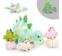 MaoGoLan Giant Stegosaurus Teddy Plush Toy, 47cm Kawaii Glow In Dark Mommy Dinosaur Stuffed Animals with 5 Babies Inside, Cuddly Dino Soft Gift for Kids Birthday Christmas