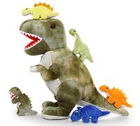 MaoGoLan Large Dinosaur Teddy Plush, 50cm T-Rex Mommy Set with 5 Baby Dinosaurs Inside, Dinosaur Soft Toy for Kids, Zipper Storage, Birthday for Boys & Girls