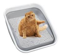 Maohegou Large Cat Litter Box for Kittens to Senior Cat, Elderly and Fat Cat,Elderly cat Mobility Issues,Foldable Travel Litter Box with Scoop (Grey)