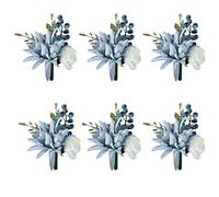 Maoiut Set of 6 Dusty Blue Rose Boutonniere for Men Wedding Handmade Groom and Groomsmen Boutonniere Corsage with Pin for Wedding Prom Party Decor