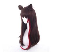 MAOMA Anime Cosplay Wig，Arknights Зима/Zima Wig，Brown + Red Long Wig，with Free Wig Cap，for Christmas Carnival party Halloween Cosplay Wig