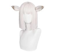 MAOMA Anime Cosplay Wig,Arknights Carnelian Wig,White Bob Wig,with Free Wig Cap,for Christmas Carnival party Halloween Cosplay Wig