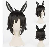 MAOMA Anime Cosplay Wig，Arknights Courier Wig，Black short Wig，with Free Wig Cap，for Christmas Carnival party Halloween Cosplay Wig