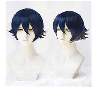 MAOMA Anime Cosplay Wig，Arknights Flamebringer Wig，Blue short Wig，with Free Wig Cap，for Christmas Carnival party Halloween Cosplay Wig