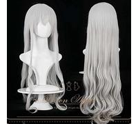 MAOMA Anime Cosplay Wig,Arknights Shining Wig,Long wavy Wig,with Free Wig Cap,for Christmas Carnival party Halloween Cosplay Wig(Color:Silver white)
