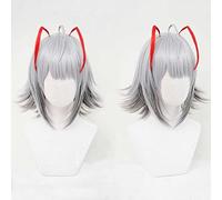 MAOMA Anime Cosplay Wig，Arknights W Wig，Gray short Wig，with Free Wig Cap，for Christmas Carnival party Halloween Cosplay Wig