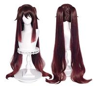 MAOMA Anime Cosplay Wig，Genshin Impact HuTao Wig，Brown Pigtails Wig，with Free Wig Cap，for Christmas Carnival party Halloween Cosplay Wig(Color:Style 2)
