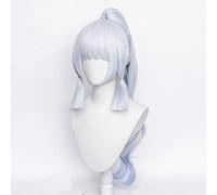 MAOMA Anime Cosplay Wig,Genshin Impact Kamisato Ayaka Wig,Silver long ponytail gradient Wig,with Free Wig Cap,for Christmas Carnival party Halloween Cosplay Wig