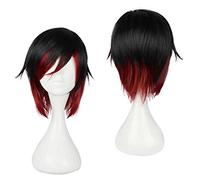 MAOMA Anime Cosplay Wig,RWBY Ruby Rose Wig,Black and red gradient short Wig,with Free Wig Cap,for Christmas Carnival party Halloween Cosplay Wig