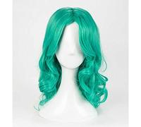 MAOMA Anime Cosplay Wig,Sailor Moon Sailor Neptune Wig,Green Wavy Wig,with Free Wig Cap,for Christmas Carnival party Halloween Cosplay Wig(Size:short)
