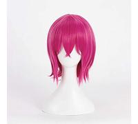MAOMA Anime Cosplay Wig，The Seven Deadly Sins Gowther Cosplay Wig,Short Deep pink hair Anime Cosplay Wig，with Free Wig Cap ，Halloween Wig，for Christmas Carnival party Halloween
