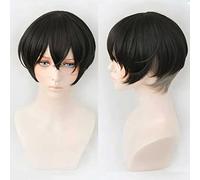 MAOMA Anime Cosplay Wig,Tokyo Revengers Chifuyu Matsuno Wig,Black short Wig,with Free Wig Cap,for Christmas Carnival party Halloween Cosplay Wig