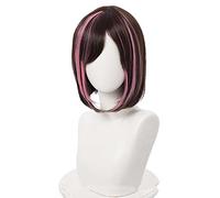 MAOMA Anime Cosplay Wig，VTuber Kizuna AI Wig，Brown Rose Pink Short Wig，with Free Wig Cap，for Christmas Carnival party Halloween Cosplay Wig(Size:Style 1)