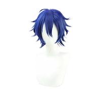 MAOMA Anime Cosplay Wig，VTuber Leos Vincent Wig，Blue short Wig，with Free Wig Cap，for Christmas Carnival party Halloween Cosplay Wig