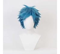 MAOMA Anime Cosplay Wig,Yarichin B Club Yui Tamura Cosplay Wig,Blue Short Fluffy Wig,with Free Wig Cap,for Christmas Carnival party Halloween Cosplay Wig